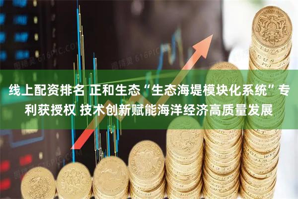 线上配资排名 正和生态“生态海堤模块化系统”专利获授权 技术创新赋能海洋经济高质量发展